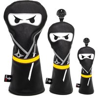 Aliennana Golf Club Headcover Set, Black Ninja Driver Head Cover, Fairway Golf Headcvoer Hybird Blade Putter Mallet Covers