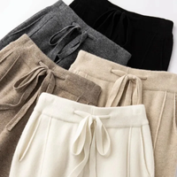 Cashmere Sweatpants Women Autumn Winter Fashion High Waisted Drawstring Warm Pants Casual Solid Knitted Cashmere Insulation Pant
