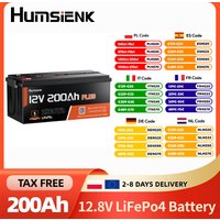 Akumulator Humsienk 12V 200Ah LiFePO4, wbudowany BMS 250A, 15000 cykli, 2560Wh, ochrona przed niską temperaturą, akumulator litowo-żelazowo-fosforanowy do zastosowań domowych, kamperów, silników