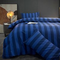 Ukrabbit Comfort-Dark and Light Blue Striped|Bedding Set Single Size Duvet Cover & Pillow Case