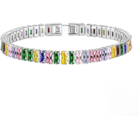 korean fashion 925 Sterling Silver Light Luxury Color Crystal Hand Bracelet For Women Charm Wedding Jewelry Gift Party 18cm