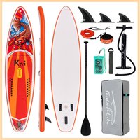 FunWater SUPFR01E 320cm-350cm Nadmuchiwana deska do SUP, deska surfingowa, kompletny zestaw akcesoriów do paddleboarda, regulowane wiosło, pompka, plecak podróżny ISUP, linka zabezpieczająca,