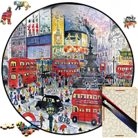 London Street Wooden Jigsaw Puzzle Toy Hand Painting Wood Puzzles Entertaining Games For Children Birthday Invite Gift 3D Puzzle