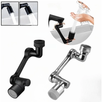 Black Universal 1080° Rotation Faucet Extender Plastic Dual Mode Sprayer Head Bubbler Nozzle for Kitchen Washbasin Robot Arm Tap
