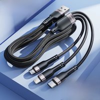 Toocki 6A 3-in-1 USB Type C Charger Wire for iPhone Android Type-C Mobile Phone Data Cord Cables USB Micro Fast Charging Cable
