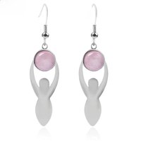 CSJA Natural Stone Earrings Pink Quartz Drop Earring Jewelry Tiger Eye Green Aventurine Black Onyx Crystal Round Bead Girl F061