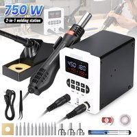 878D 2-in-1 Lötstation mit Heißluft-Rework und elektrischem Lötkolben, Dual-LED-Digitalanzeige, PID-Temperaturregelung +/-2°C, bürstenloser Lüfter 120L/min, geringe Geräuschentwicklung unter 45dB,