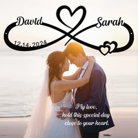 Custom Metal Wall Art | Personalized Infinite Love Sign with Heart Design, Name & Date, Wedding Engagement Gift, Home Office