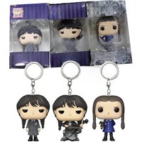 New Arrival Funko Pocket POP! Keychains The Addams Family Wednesday Cello Car Pendant Vinyl Action Figure Collection Model Toys