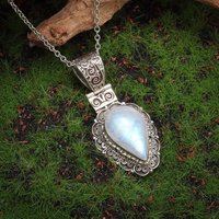 Fashionable and Exquisite Drop Shape Lace Blue Moonlight Pendant Necklace for Women Elegant Charm Jewelry Girls Gift