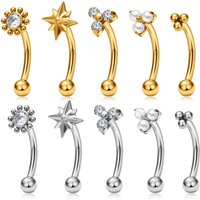 G23 Titanium ASTM-F136 nternal thread Eyebrow Piercings Body Jewelry For Women zircon Earring Star Flower Heart