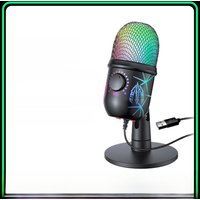 Gaming Microphone USB Microphone for PC Condenser Podcast Mic for Studio Recording with Headphone Jack, Led, Noise Cancellation