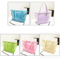 Women Transparent Handbag Candy Color Round Dot Decor Compound Beach Shoulder Bag Luxury Crossbody Fashion PVC Messenger 2023