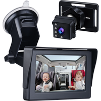 Baby Car Camera 1080P 4.3Inch Baby Car Cam Night Vision Safety Car Seat Monitored Mirror Adjustable Angle Length 5M Long Cable