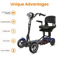 4-wiel scootmobiel elektrische scooter dubbele 500W motor 36V 18Ah lithiumbatterij lichtgewicht opvouwbaar lange afstand 50 km