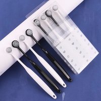 Spiral Pattern Soft Bristled Adult Toothbrush Small Round Head Black And White Toothbrush Teeth Whitening Cleaning Care Brush