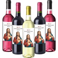 5 Pcs Spanish Funny Wine Bottle Labels – Esto Solia Ser Agua Jesus Theme Stickers for Holiday Parties Gag Gift