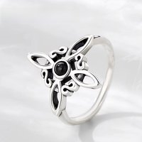 New European and American Gild Witches Knot Rings for Women Exquisite Obsidian Irish Celtic Knot Rings Witchcraft Jewelry Gift