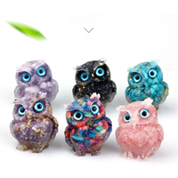 AliExpress NONE 1PCS Natural Crystal Stone Gravel Owl Animal Crafts Hand Made Small Figurines DIY Resin Table Decor Home Decor Collect Gifts