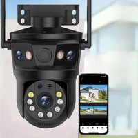 12MP WiFi IP Camera Three Len 8X Zoom Ai Motion Tracking PTZ Video Camera Waterproof Outdoor Security Protection Surveillance
