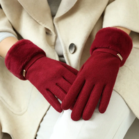 AliExpress DANJIU Winter Women Keep Warm Plus Velvet Touch Screen Thicken Plush Wrist Suede Gloves Fashion Personality Elegant Drive Cycling