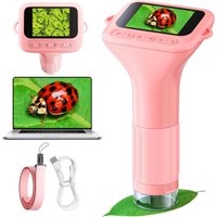 1000X 1080P 2inch screen Digital Handheld Kids Microscope, Mini Portable Pocket Miniscope Science Toys Gifts for Boys Girls