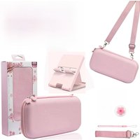 Pink Travel Case Accessories For Nintendo Switch Lite Cute Sakura Poch Carrying Bag With Strap Stand Temper Film Glass Protector