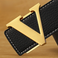 2024 New Trendy Fashion Versatile Fashion Designer Men's Belt Luxury Letter Smooth Buckle Alloy Letter Buckle Leather Belt