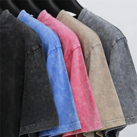 250g Men's 100% Cotton Acid-Washed T-shirts Solid Custom Print Vintage Tee washed oversized t shirt Tops harajuku streetwear Top