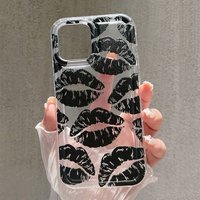 Case For iPhone 16 Cases iPhone 14 15 Pro Max Black Lips Kiss Print Soft Case For iPhone 11 13 12 Mini XS XR X 7 8 Plus Cover