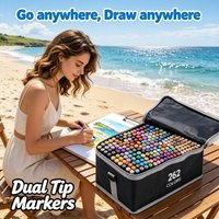 262‑Color Dual Tip Artist Markers Set, Alcohol Based Art Marker Pens with Square Pen Box & Storage Bag, for Drawing Sketching Drafting Graphic Design Art Supplies
