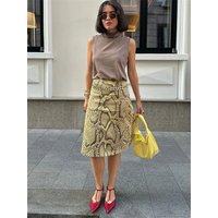 Tossy Snakeskin Printed Fashion Skirt Women's High Waist Slim Contrast Patchwork Commute Streetwear Female Vintage Y2k Skirt