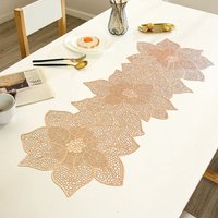 PVC Table Flag Long Style Solid Color Bronzing Table Runner Burlap Creative Irregular Flowers Nordic Light Luxury Decoration