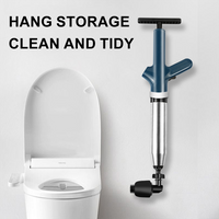 High-pressure Toilet Plunger Stainless Steel Drain Plunger Dredge Clog Remover Sewer Pipe Unblocker Air Drain Blaster Tool Set