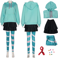 Anime Cospaly Movie Vanellope Von Schweetz Cosplay Costume Hoodie Skirt Uniform Comic Con Halloween Costumes for Women Girls