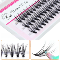 Moonlily 60pcs Silk Makeup Individual Mink EyeLashes 3D Volume Grafting Fake False Black Cluster Eyelash Extensions Lash Bunche