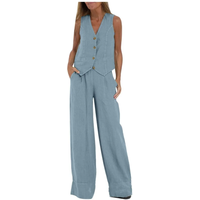 Women's Clothing 2024 Spring Summer New Fashionable Vest Pants Collage Splicing Pure Sleeveless Color Temperament Casual Suit