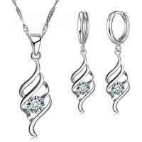 Jewelry Sets For Women Charms 925 Sterling Silver Color Pendant Necklace Hoop Earring Fashion Classic Collares Wedding Gift