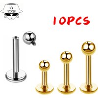 10pcs/lot ASTM F136 Titanium 16G Internal Threaded Labret Stud Body Piercing 2/2.5/3/4mm Ball Labret Monroe Lip Ring for Women