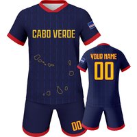 Custom Cabo Verde Soccer Kit Personalized Football Set with Name & Number, Breathable National Team Training Uniform for Kids