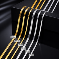 3/4/5mm Stainless Steel Blade Chain Necklace for Men, Waterproof Non-fading Flat Snake Link Chain, Fashion Jewelry Accessories