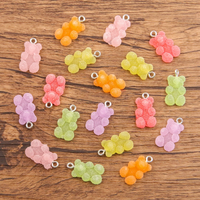 20Pcs 11*21mm 6 Color Colorful Bear Charms Animal Resin Cabochons Necklace Keychain Pendant DIY Making Accessories