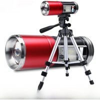 Super Bright Night Fishing Flashlight USB Rechargeable Searchlight Bait Purple Blue Handlamp 5 Light Source with Bracket