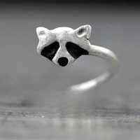 Fashion Creative Silver Color Raccoon Female Ring Cute Animal Opening Rings for Women Party Adjustable Jewelry Anillos Gifts