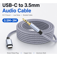 USB C to 3.5mm AUX Audio Cable 0.5M-3M, Type C Male Headphone Jack Cord, Braided HiFi Adapter for Car Stereo Speakers Headphones