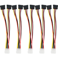 5pcs 4 Pin Molex To 2×15 Pin SATA Power Y-Cable Adapter For IDE 8 Inches