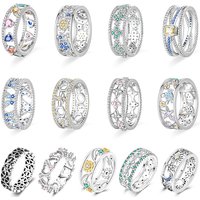 Rings For Women 925 Silver Size 6-9 Ocean Flower Sun Butterfly Heart Hollow Ring Fit For Engagement Weddings Fine Jewelry Gifts