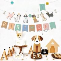3M Cute Dog Print Happy Birthday Pull Flag Children's Birthday Welcome Baby Party Background Hanging Bunting Garland Decoration