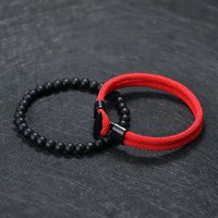 2Pcs Onyx Stone Nylon Rope Bracelet Set Men Handmade Bistratal 6mm Beaded Braided Braclet Jewelry Navigation Explore Homme Joias