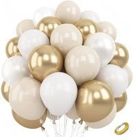 40Pcs White Sand Latex Balloons 10Inch Boho Sand White Metal Chrome Gold Balloons for Birthday Wedding Baby Shower Party Decor